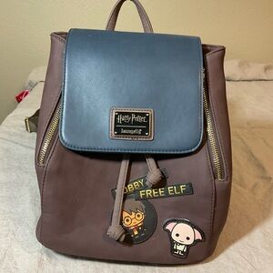 Loungefly Brown & Blue Harry Potter Patch Mini Backpack